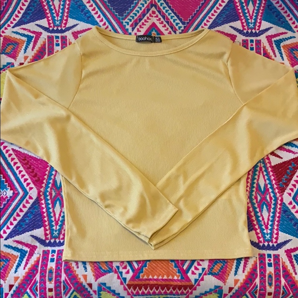 Boohoo Cropped Rib-knit Long Sleeve shirt